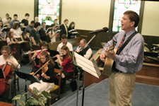Carl Stam, Clifton Baptist music minister, often introduces favorite hymns set to updated tunes by Kevin Twit or Indelible Grace.
